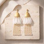Pearl Fringe Drop Earrings β Anti Tarnish Gold Statement