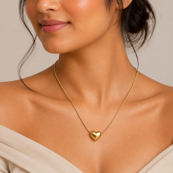 Golden Heart Pendant Necklace – Anti Tarnish Gold