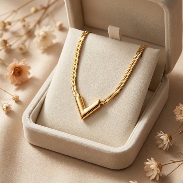 Golden V-Shape Statement Necklace – Anti Tarnish Gold