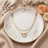 Layered Heart Double Chain Necklace β Gold Tone Anti Tarnish Necklace
