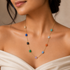 Rectangle Multi-Stone Chain Necklace – Anti Tarnish Gold