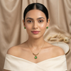 Emerald Green Glow Pendant & Stud Set β Gold Tone Anti Tarnish