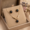 Midnight Glow Black Pendant & Stud Set β Gold Tone Anti Tarnish