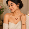 Ruby Red Tulip Bloom Jewellery Combo – Anti Tarnish Necklace & Bracelet Set