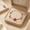 Ruby Red Blossom Floral Bracelet – Anti Tarnish Gold