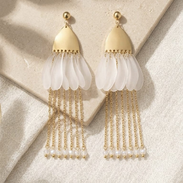 Pearl Fringe Drop Earrings – Anti Tarnish Gold Statement