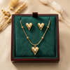 Eterna Heart Gold Combo Set – Anti Tarnish Necklace & Stud Earrings