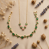 Emerald Green Tulip Bloom Jewellery Combo – Anti Tarnish Necklace & Bracelet Set