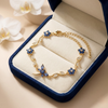 Celeste Blue Floral Bracelet – Anti Tarnish Gold Crystal Bracelet