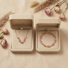 Anti-Tarnish Pink Tulip Necklace & Bracelet Set β Gold Finish