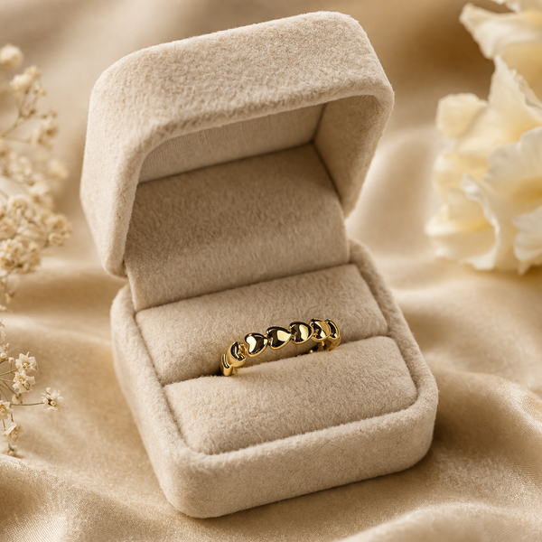Heart Link Ring β Gold Tone Anti Tarnish Adjustable Ring