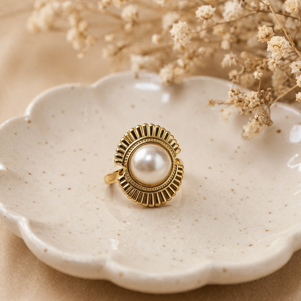 Aurelia Pearl Ring β Gold Tone Anti Tarnish Adjustable Ring