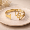 Cadre Bangle β Gold Tone Anti Tarnish Cuff Bracelet