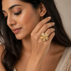 Aurelia Flower Bloom Statement Ring – Anti Tarnish Gold Adjustable Ring