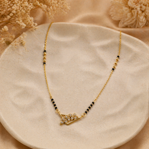 Vanya Leaf Grace Mangalsutra Necklace – Anti Tarnish Gold