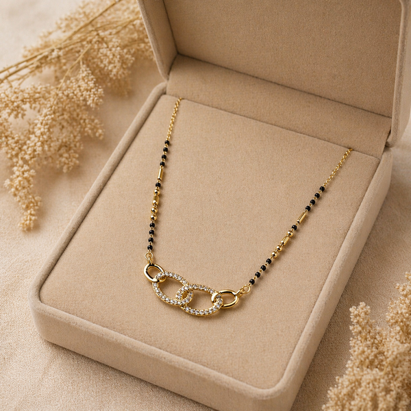 Zariya Infinity Link Mangalsutra Necklace – Anti Tarnish Gold