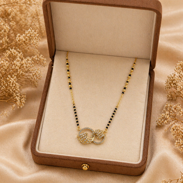 Aelira Twin Glow Mangalsutra Necklace – Anti Tarnish Gold