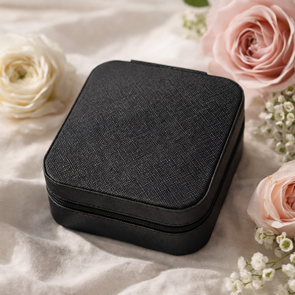 Mini Black Jewellery Organiser β Travel Storage Box 4x4 Inch
