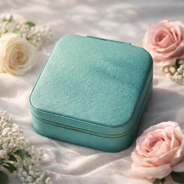 Mint Green Mini Jewellery Organiser β Travel Storage Box 4x4 Inch