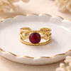 Carnelian Rope Triple Band Ring – Anti Tarnish Gold