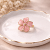 Bloom Pink Flower Enamel Ring – Anti-Tarnish Gold