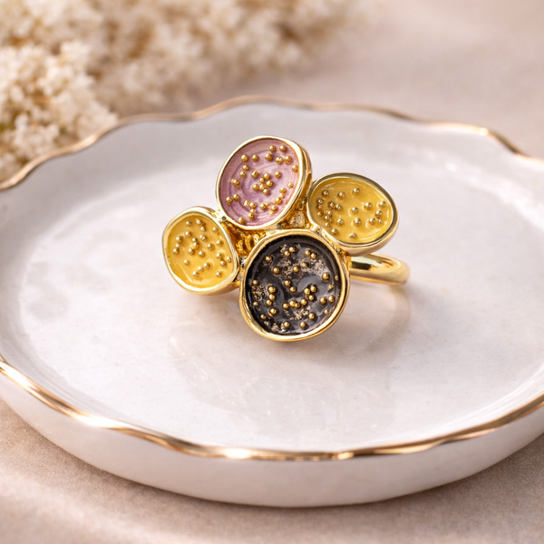 Gaia Gold Bead Cluster Ring – Anti-Tarnish Gold