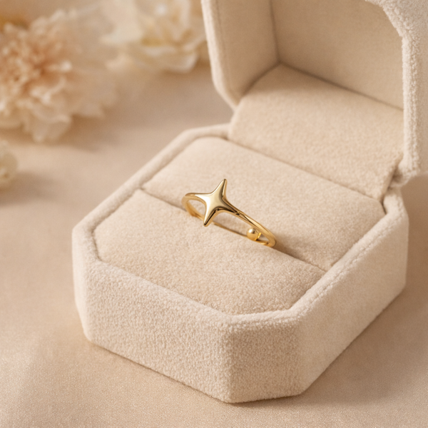 Minimal Star Adjustable Ring – Anti Tarnish Gold