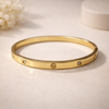 Minimal Crystal Screw Bangle – Anti Tarnish Gold Bracelet