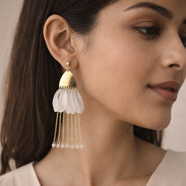 Pearl Fringe Drop Earrings – Anti Tarnish Gold Statement