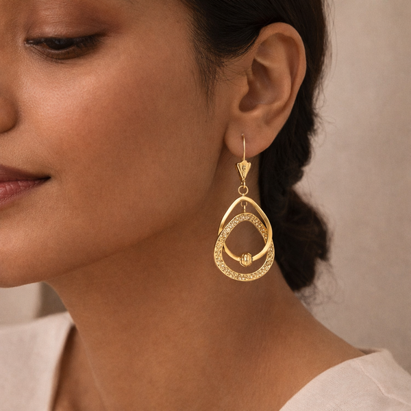 Layered Drop Earrings – Anti Tarnish Gold Statement