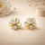 White Clover Crystal Stud Earrings – Anti Tarnish Gold