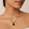 Onyx Teardrop Cube Chain Necklace – Anti-Tarnish Gold
