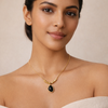 Onyx Teardrop Cube Chain Necklace – Anti-Tarnish Gold