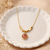 Peach Stone Cube Chain Necklace – Anti-Tarnish Gold