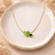 Double Heart Pendant Necklace – Green | Anti-Tarnish Gold