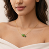 Double Heart Pendant Necklace – Green | Anti-Tarnish Gold
