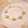 Gold Clover Station Bracelet – Anti-Tarnish Gold