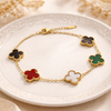 Five Clover Multi Stone Bracelet – Anti-Tarnish Gold