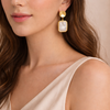 Gold Rectangle Stone Drop Earrings β Anti-Tarnish Gold