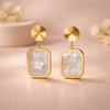 Gold Rectangle Stone Drop Earrings β Anti-Tarnish Gold