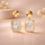 Gold Rectangle Stone Drop Earrings β Anti-Tarnish Gold