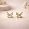 Pixie Crystal Butterfly Stud Earrings – Anti-Tarnish Gold
