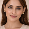 Halo Circle Crystal Stud Earrings – Anti-Tarnish Gold