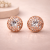 Elara Filigree Dome Stud Earrings – Anti-Tarnish Rose Gold
