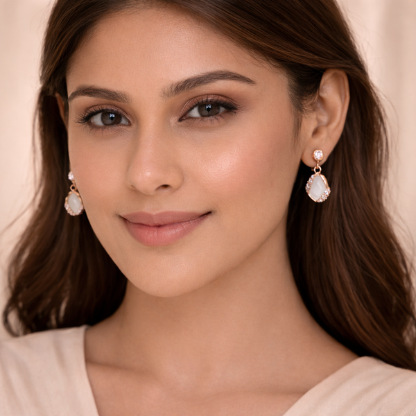 Rose Gold Crystal Drop Earrings – Anti-Tarnish