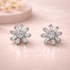 Daisy Baguette Stud Earrings – Anti-Tarnish Silver