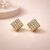 Kira Square Pave Stud Earrings – Anti-Tarnish Gold