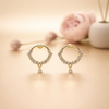 Hana Crystal Circle Drop Stud Earrings – Anti-Tarnish Gold