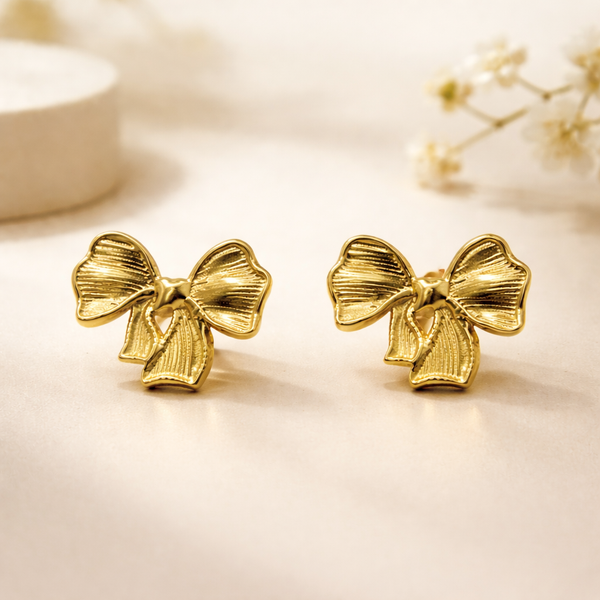 Bette Bow Stud Earrings – Anti-Tarnish Gold