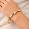 Cleo Pearl Square Curb Bracelet – Anti-Tarnish Gold